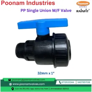 Push PP Single Union MF Valve 32mm